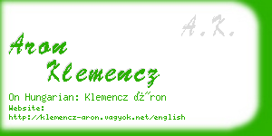 aron klemencz business card